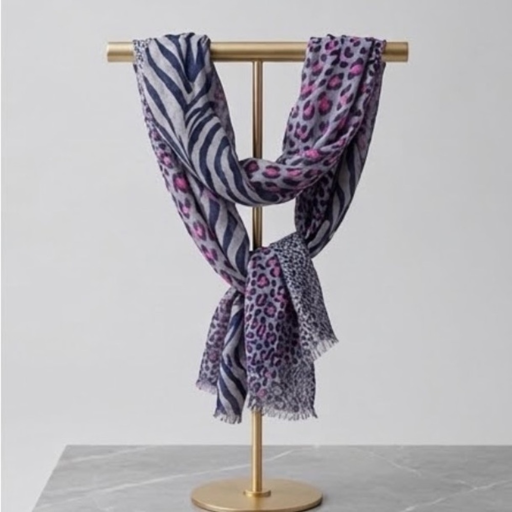 Animal Print Purple and Pink Scarf